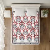 Xavier Zebra Cotton Blend Blanket Throw in Black, Pink and Off-White, on a bed