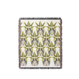 Xavier Zebra Cotton Blend Blanket Throw in Black, Chartreuse and Off-White, full view