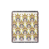 Xavier Zebra Cotton Blend Blanket Throw in Black, Yellow Green and Off-White, full view