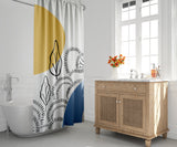 Yellow Moon Floral and Abstract Shower Curtain - view 2