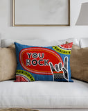 PolyTwill Rock Hand Sign Lumbar Indoor/Outdoor Throw Pillow