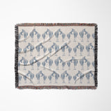 Ziggy Zebra Cotton Blend Blanket Throw in Blue and Off-White, full view
