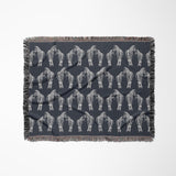 Ziggy Zebra Cotton Blend Blanket Throw in Blue Gray and Off-White, full view