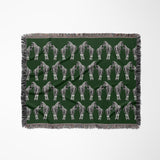 Ziggy Zebra Cotton Blend Blanket Throw in Green and Off-White, full view