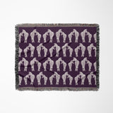 Ziggy Zebra Cotton Blend Blanket Throw in Purple and Off-White, full view