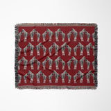 Ziggy Zebra Cotton Blend Blanket Throw in Red and Off-White, full view