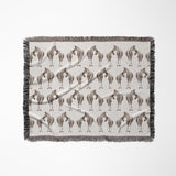 Ziggy Zebra Cotton Blend Blanket Throw in Rust Brown and Off-White, full view