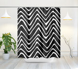 Zig Zaggy Shower Curtain in Black and White - view 2