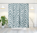 Zig Zaggy Shower Curtain in Blue and White