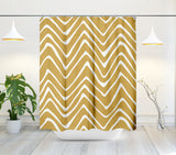 Zig Zaggy Shower Curtain in Mustard and White