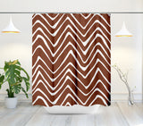 Zig Zaggy Shower Curtain in Terracotta and White - view 2