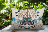 Zim Leopard Reversible Indoor/Outdoor Lumbar Pillow in Turquoise - Size 25x18