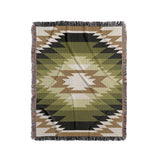 Zio Southwestern Cotton Blend Blanket Throw in Chartreuse, Off-White and Dull Gold, full view