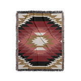 Zio Southwestern Cotton Blend Blanket Throw in Red, Off-White and Dull Gold, full view