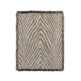 Zoe Animal Print Cotton Blend Blanket Throw in Beige, full view