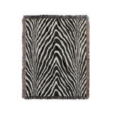 Zoe Animal Print Cotton Blend Blanket Throw in Black, full view