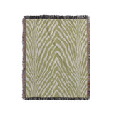 Zoe Animal Print Cotton Blend Blanket Throw in Chartreuse, full view