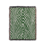 Zoe Animal Print Cotton Blend Blanket Throw in Green, full view