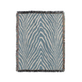Zoe Animal Print Cotton Blend Blanket Throw in Light Blue, full view