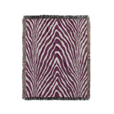 Zoe Animal Print Cotton Blend Blanket Throw in Purple, full view