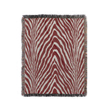 Zoe Animal Print Cotton Blend Blanket Throw in Red, full view