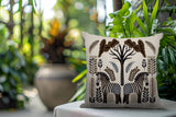 Zuby Zebra Reversible Indoor/Outdoor Square Pillow in Beige - Size 20x20