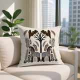 Zuby Zebra Reversible Indoor/Outdoor Square Pillow in Beige - Size 20x20