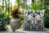 Zuby Zebra Reversible Indoor/Outdoor Square Pillow in Emerald - Size 20x20