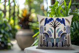 Zuby Zebra Reversible Indoor/Outdoor Square Pillow in Navy Blue - Size 20x20