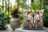 Zuby Zebra Reversible Indoor/Outdoor Square Pillow in Orange - Size 20x20