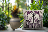 Zuby Zebra Reversible Indoor/Outdoor Square Pillow in Purple - Size 20x20