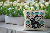 Zuko Rabbit Reversible Indoor/Outdoor Square Pillow in Emerald - Size 20x20