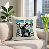 Zuko Rabbit Reversible Indoor/Outdoor Square Pillow in Emerald - Size 20x20