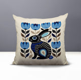 Zuko Rabbit Reversible Indoor/Outdoor Square Pillow in Navy Blue - Size 20x20