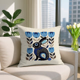 Zuko Rabbit Reversible Indoor/Outdoor Square Pillow in Navy Blue - Size 20x20