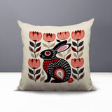 Zuko Rabbit Reversible Indoor/Outdoor Square Pillow in Red - Size 20x20