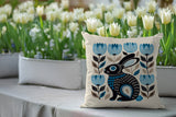 Zuko Rabbit Reversible Indoor/Outdoor Square Pillow in Turquoise - Size 20x20