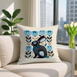 Zuko Rabbit Reversible Indoor/Outdoor Square Pillow in Turquoise - Size 20x20