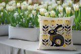 Zuko Rabbit Reversible Indoor/Outdoor Square Pillow in Yellow - Size 20x20