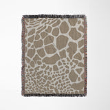 Zuma Animal Print Cotton Blend Blanket Throw in Beige, full view