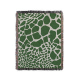 Zuma Animal Print Cotton Blend Blanket Throw in Green, full view