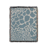 Zuma Animal Print Cotton Blend Blanket Throw in Light Blue, full view