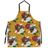 Afro Queen Floral Apron, Black Queen Apron, African American Gifts , Black Girl Gardening Apron, Black Girl Magic Face Print, ulli, ullihome, black gifts, afro gifts, buy black, black owned, bgm art, black girl magic, bgm art, melanin art, floral art, black mothers, black gifts, nubian queen, sistas