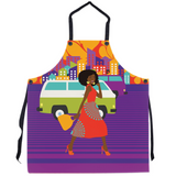 GO GIRL - African American Woman Fashion Apron, Woman Empowerment Apron, African American Mothers Day Gift, African American Illustration, ulli, ullihome, buy black, black owned, african american art, african american woman, fashionable woman, afro gifts