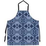 Japanese Indigo Shibori Apron for kitchen or gardening. Blue Indigo Apron, Blue Tie Dye Apron, Boho apron, ulli, ullihome, african art, african american art, black girl magic, gardening apron, buy black, black owned, african american, woman art, melanin art