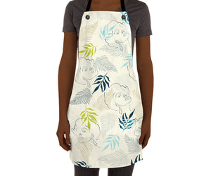 Beige Floral Mid-Century inspired African American Woman Apron