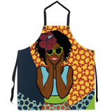 African American Woman Apron. African American Woman Fashion Apron, Wax Print African American Gift, Woman Illustration Gardening Apron, ulli, ullihome, nubian sister, ullihome, ulli, black girl magic, natural hair, bgm art, melanin art, buy black, black owned