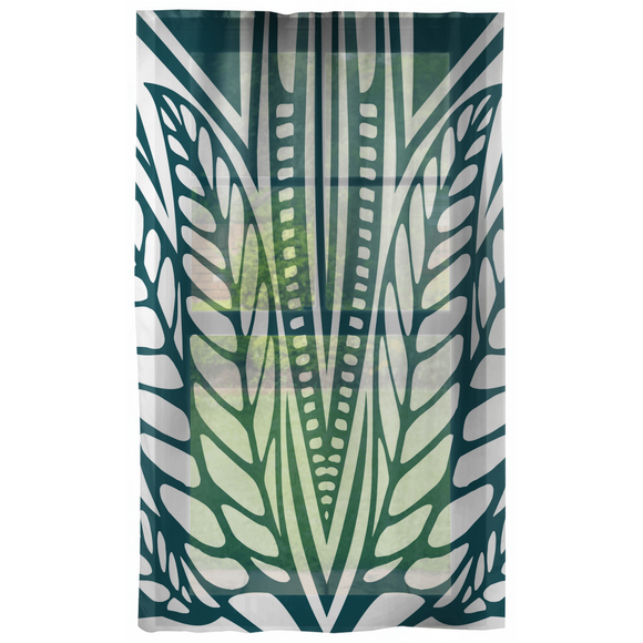 Abstract Emerald Leaf Boho Curtain