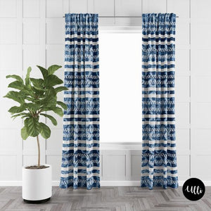 Abstract Blue and White Japanese Shibori Indigo Curtain