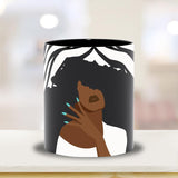 Black Fashionista, Black Women Fashion, Woman Empowerment, Black Woman Art, Gift for Black Woman, Natural hair mug, African American Woman gifts, ulli, ullihome, buy black, black owned, melanin art, woman art